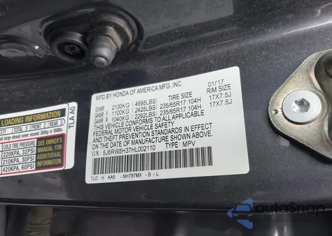 2017 Honda Cr-V Lx z USA, uszkodzony, nr VIN 5J6RW5H37HL002110